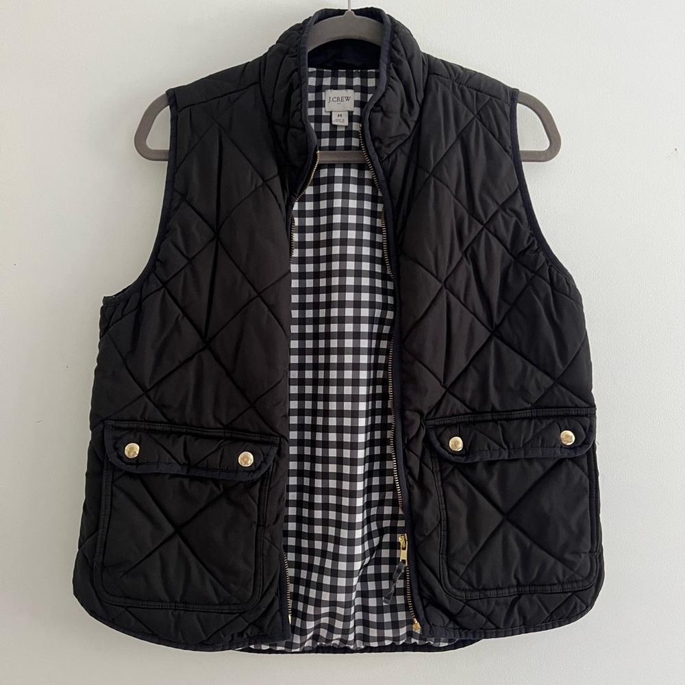 J. Crew Black Quilted Puffer Vest - medium